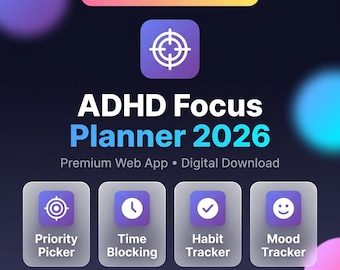 ADHD Digital Planner 2026 GoodNotes - Fokus Habit Tracker für iPad Neurodiversent
