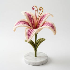 Stargazer Lily Crochet Pattern, Sculptural 3D Flower, Wire Support Petals (PDF Download)
