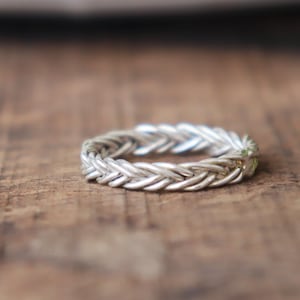 Braided Sterling Silver Ring: Rustic Woven Unisex Band