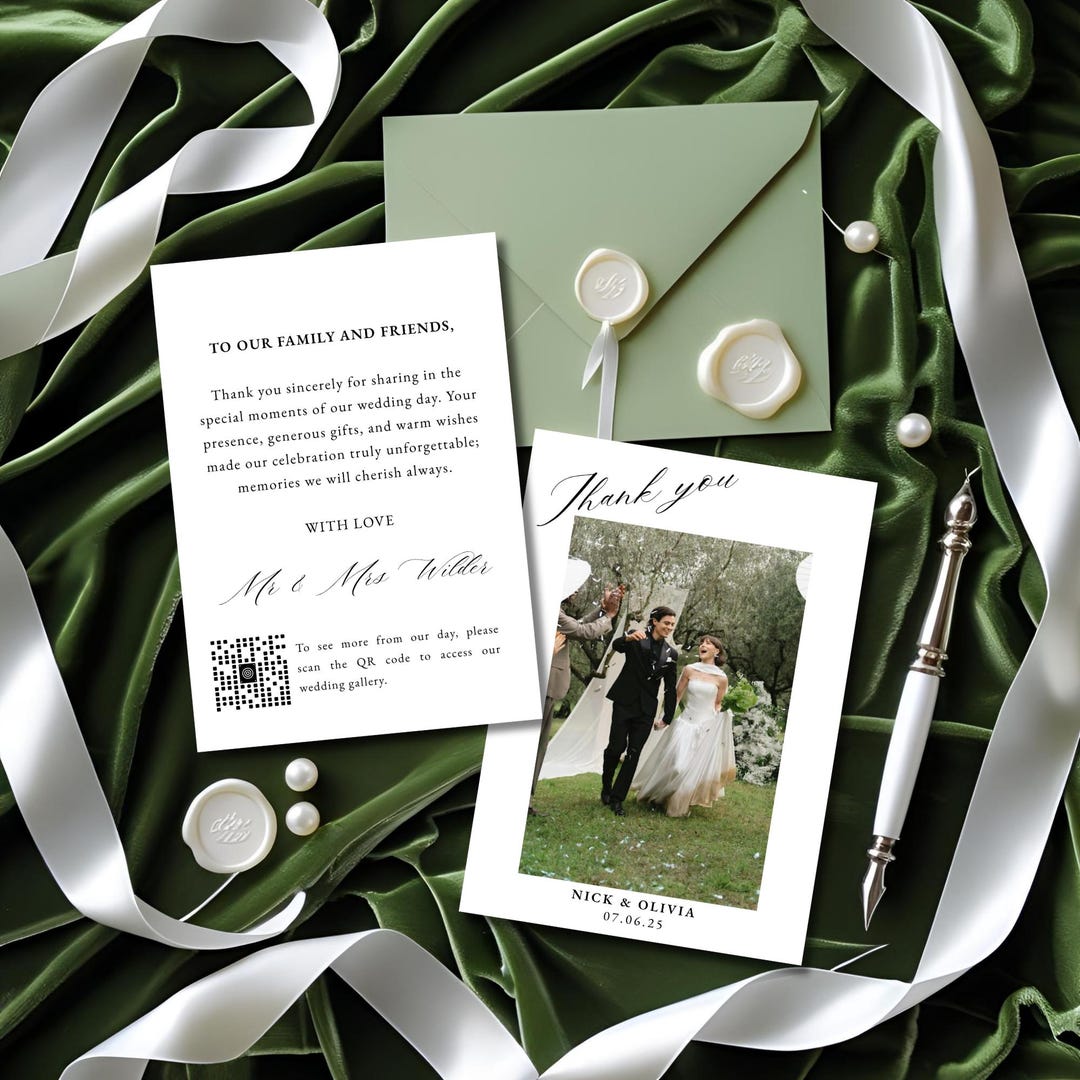 Editable Wedding Thank You Card Template | A6 Canva Design With Photo ...