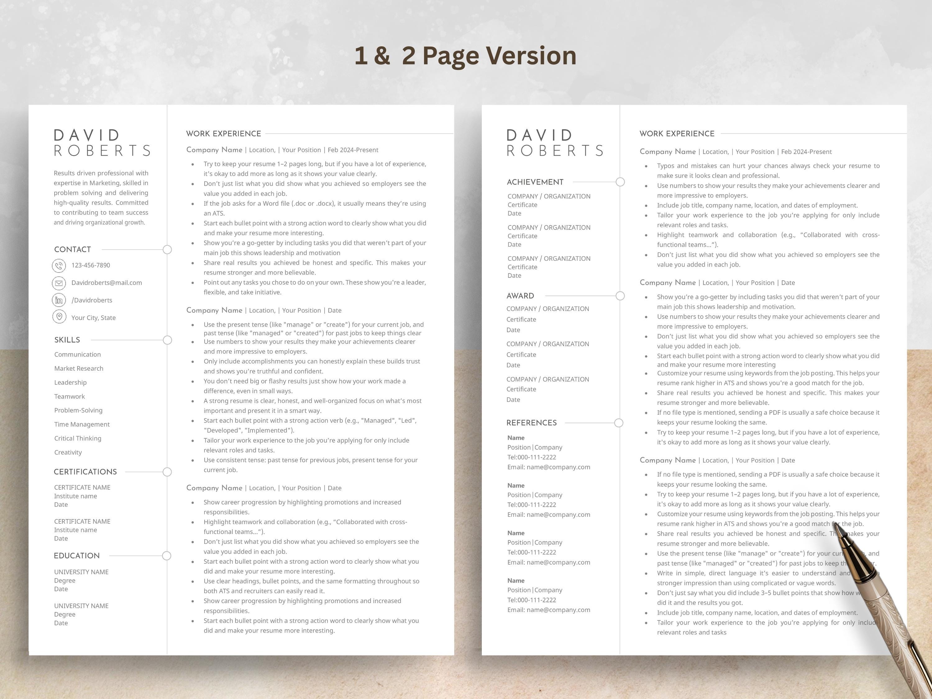 Executive Resume Template Word , Google Docs & Mac Pages | Professional ...