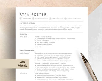 College Resume Template: Modern, ATS-Friendly, Editable – Word, pages & Google Docs , Education Resume (Instant Download)
