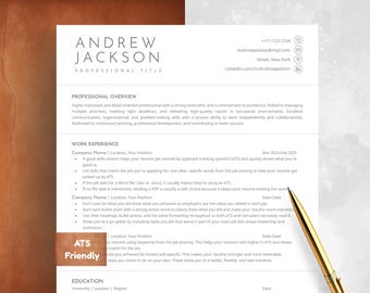 Modern Simple Resume Template for Word, Pages & Google Docs | Minimalist ATS CV Design
