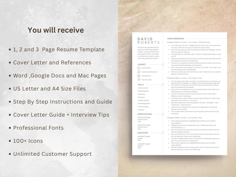 Executive Resume Template Word , Google Docs & Mac Pages | Professional ...