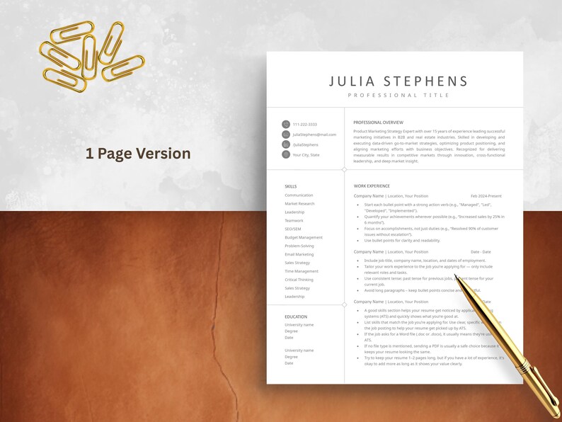 Modern Resume Template Word , Google Docs & Mac Pages | Modern and ...
