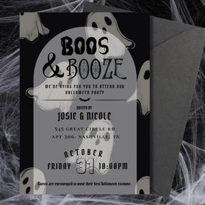 Invitación de Halloween &quot;Boos & Booze&quot; / Plantilla editable de 5x7 / Descarga digital