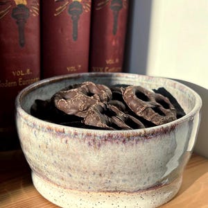 Ceramic Snack Bowl/Candy Dish - Wheel Thrown Bowl - Handmade Pottery - Cream Purple Color - Small Bowl