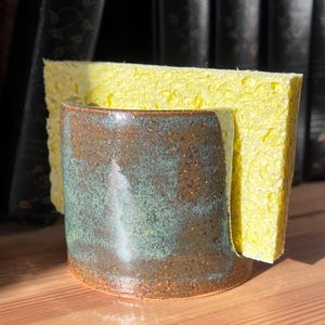 Green Ceramic Sponge Holder - Handmade Pottery - Wheel Thrown - Kitchen Sink Sponge Holder - Kitchen Accessory