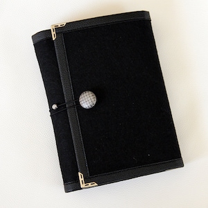 Black felt ring binder agenda/ organiser/ day planner/ notebook/ journal/ filofax binder refillable A5 with inner pocket dividers