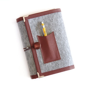 Gray bordeaux felt ring binder agenda/ planner cover / organiser/ daily planner/ a5 planner binder / personel planner binder