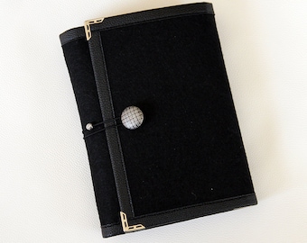 Black felt ring binder agenda/ organiser/ day planner/ notebook/ journal/ filofax binder refillable A5 with inner pocket dividers