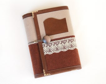 Lace Filz Filofax Organizer/ Ringbuch Agenda/ Organizer/ Tagesplaner/ Journal/ Tagebuch nachfüllbar A5 mit Innentaschen-Trennleisten