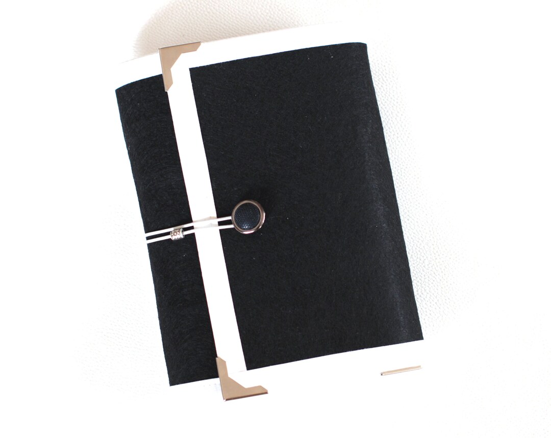 Black Felt 4 Ring Binder Agenda/ Organiser/ Day Planner/ Planner Cover