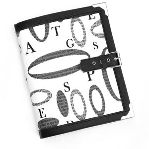 Alphabetical patterned faux leather filofax organizer/ Ring binder / Agenda/ Organizer/ daily planner/ Black& white Planner
