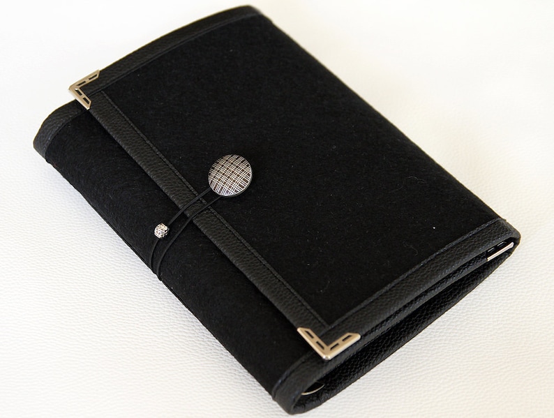 Black felt ring binder agenda/ organiser/ day planner/ Etsy
