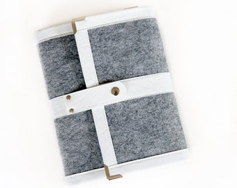 Gray white planner cover / ring binder / agenda/ organiser/ daily planner/ notebook/ journal/ diary refillable A5 / personal size