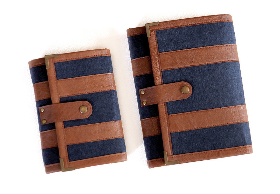 Navy Brown Planner Cover / Ring Binder / Organiser/ Daily Planner/ A5