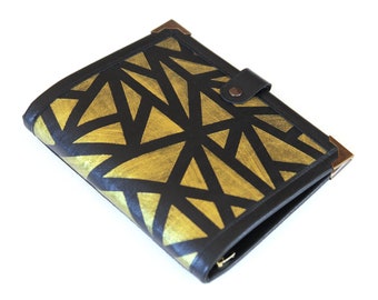 Handpainted gold/black A5 planner binder / filofax organizer/ ring binder / organiser/ daily planner/ A5 planner/ Gold planner
