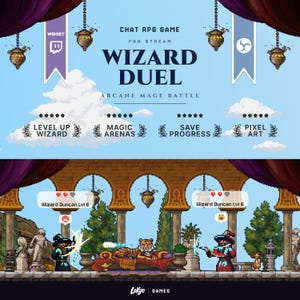 Wizard Duel | Pixel Art Mage RPG Stream Game for Twitch | Interactive Chat Widget | OBS Overlay | Viewer Duels, Levels & Faculties