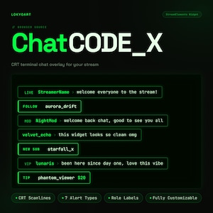 Retro Terminal Chat Widget | CRT Scanlines Twitch Overlay | StreamElements OBS Browser Source