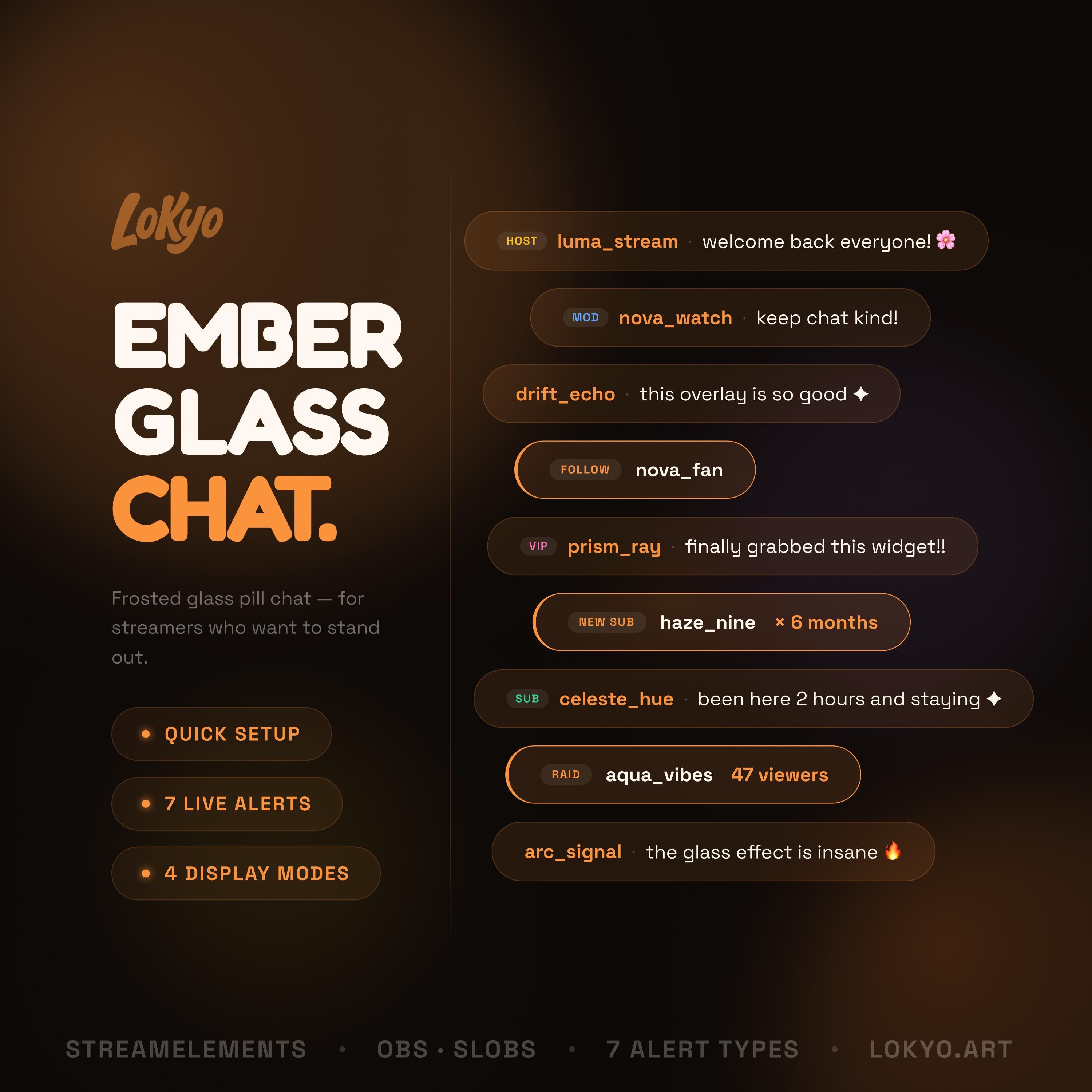 Ember Glass Chat Overlay – Frosted Amber Streamelements Widget - Etsy