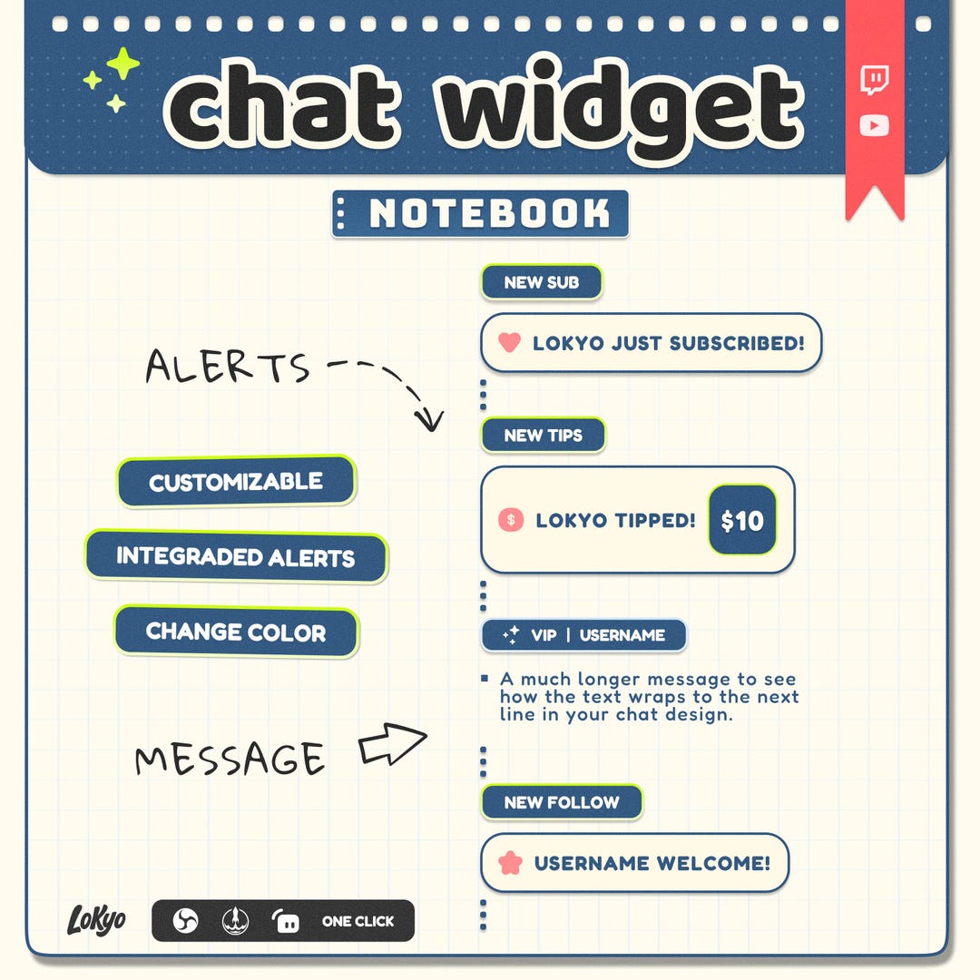 Chat Widget Notebook-style Display for Your Stream — Customizable ...