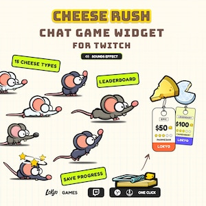 CHEESE RUSH — Animated Chat Game Widget for Twitch (StreamElements / OBS)