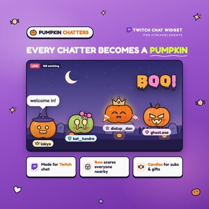 Pumpkin Chat Overlay for Twitch | Cute Halloween Chatters Widget, Every Viewer Becomes a Pumpkin | StreamElements OBS