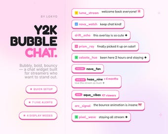 Y2K Bubble Chat — Twitch chat overlay for StreamElements