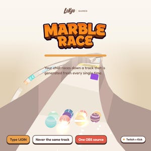 Marble Race Twitch Chat Game — Interactive Stream Overlay for OBS, Viewers Join with !join, Channel Points, Twitch & Kick