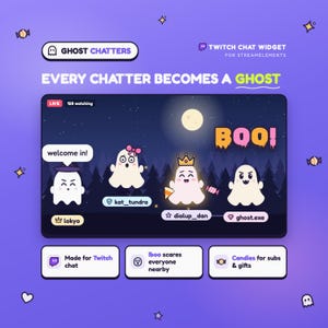 Ghost Chat Overlay for Twitch | Cute Halloween Chatters Widget, Every Viewer Becomes a Ghost | StreamElements OBS