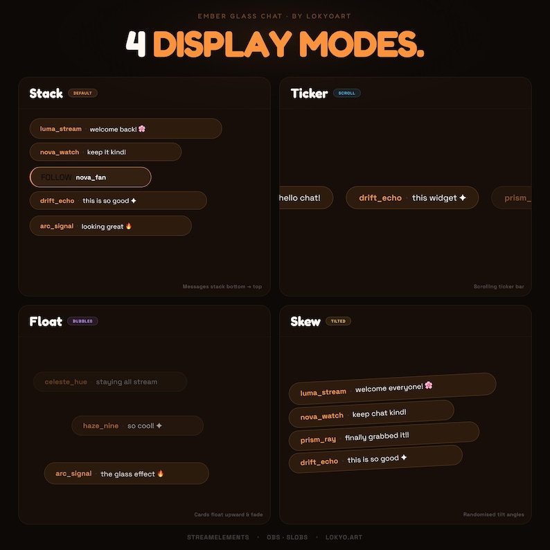 Ember Glass Chat Overlay – Frosted Amber Streamelements Widget - Etsy