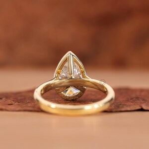 14K gult guld, elegant promise ring, 3,00 CT päronslipad diamantring i labbodlad form, jubileumsring för kvinnor med bezelinfattning, vigselring bild 3