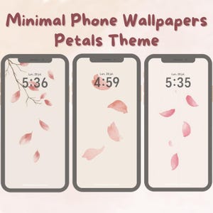 Pink Petals Phone Wallpaper, Floral Wallpaper iPhone, Minimalist Smartphone Wallpaper Set, iPhone Aesthetic Background, Boho Wallpaper