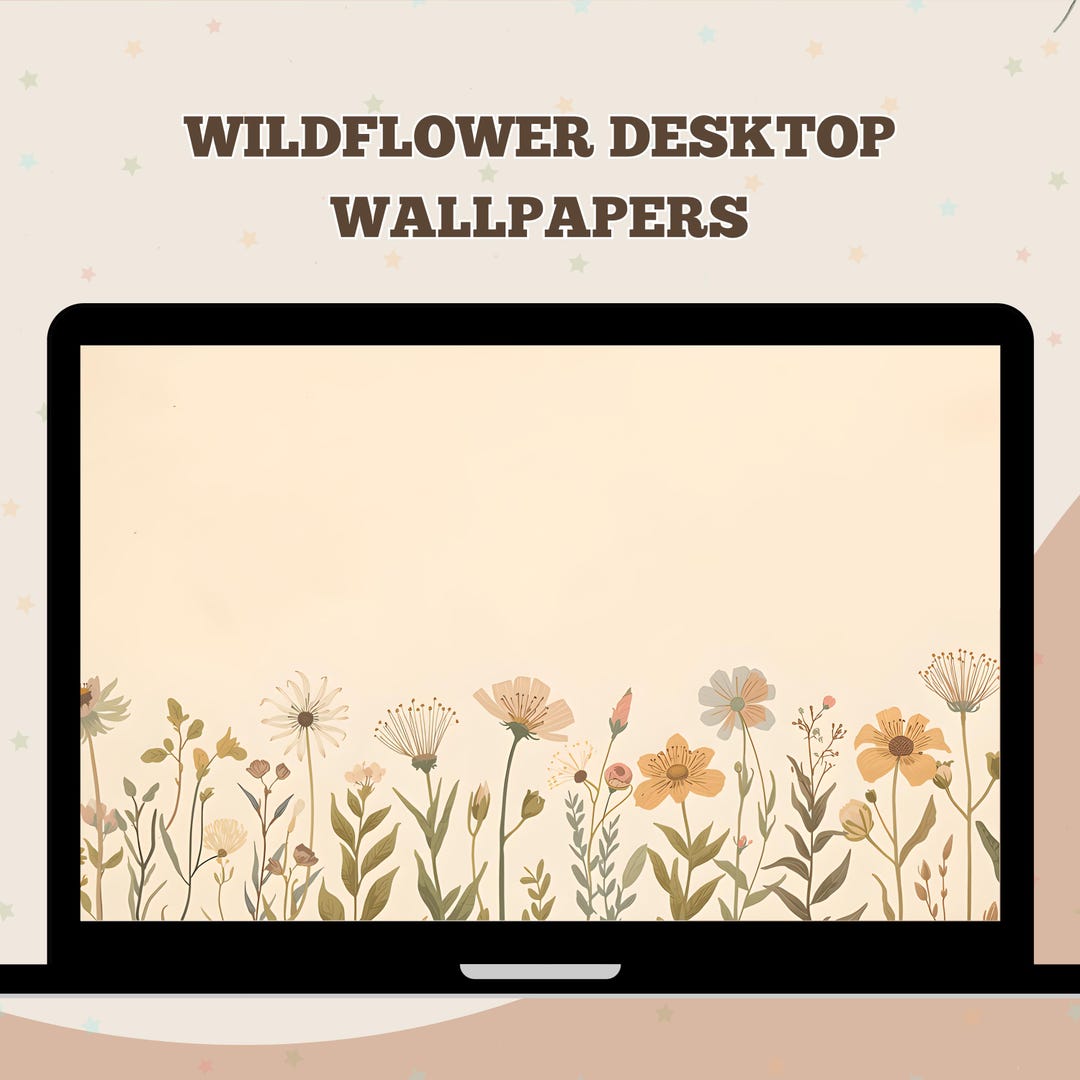 Wildflower Desktop Wallpaper Set, Warm, Hygge, Cottagecore Digital Art ...