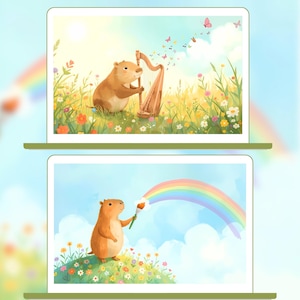 Whimsical Red Panda Desktop Wallpaper, Cute Pastel Nature-Inspired, Cute Pastel Desktop Background, Background Windows Mac, Instant Download