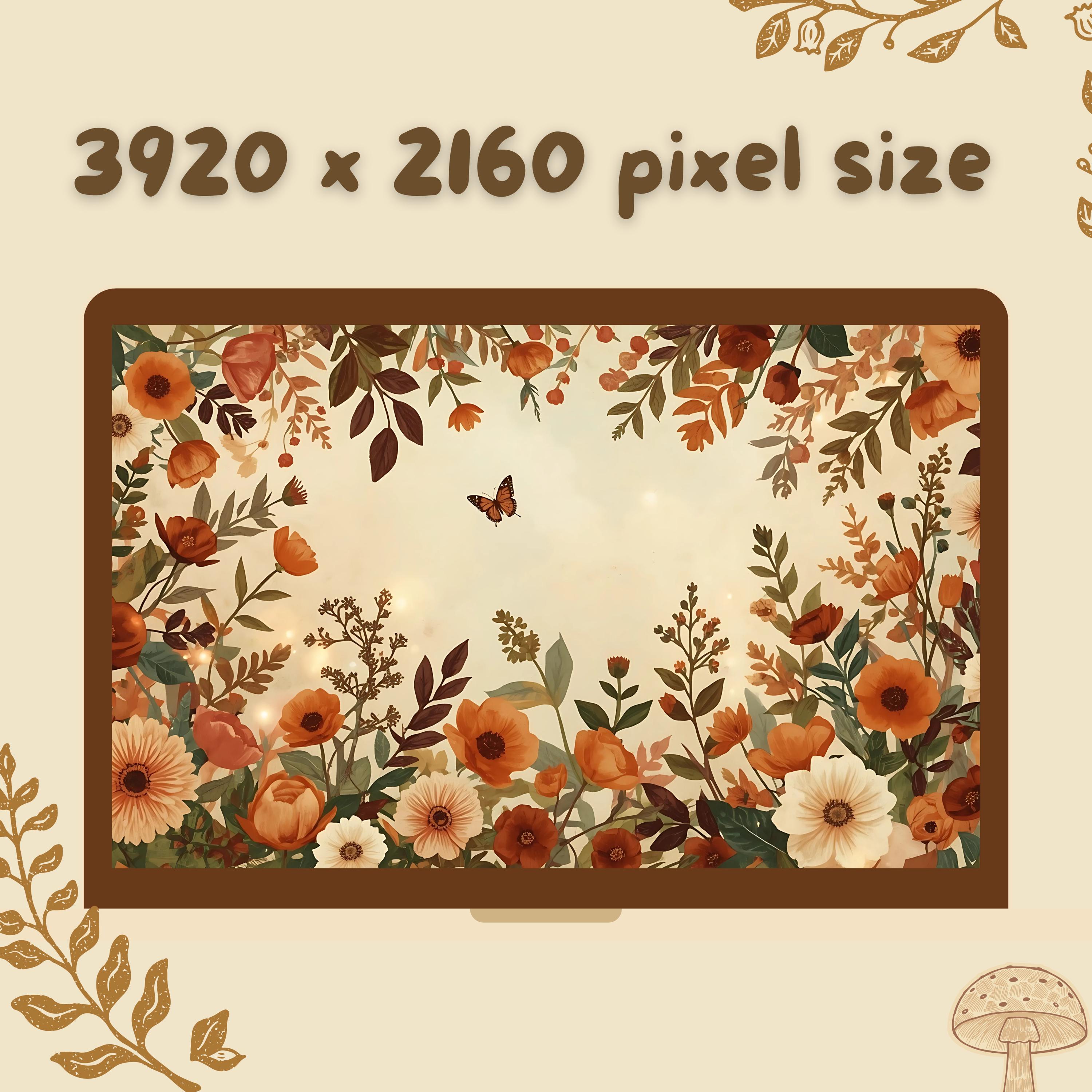 Cozy Floral Autumn Desktop Wallpaper, Warm, Hygge, Cottagecore, Windows
