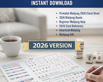 Printable American Mahjong Cheat Sheet, 2026 NMJL Mahjong Hands, Beginner Mahjong Help, Card Reference, Teacher Guide