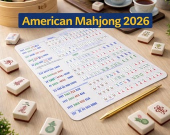 2026 American Mahjong Cheat Sheet Printable, Visual Guide & Hand Examples, Easy Reference for Beginners, NMJL Card Study PDF