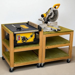 Mobile Miter Saw Table Plans, Miter Saw Station, Garage Work Bench Plans, Table Saw Bench, Woodworking Plans, Miter Saw Rack, PDF Download