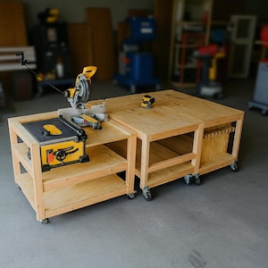 Miter Saw Table Saw Workbench, Workbench Plans - Flip Top Workbench - Miter Saw Workbench - Table Saw Workbench, Woodworking Plans