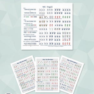 Arkusz ściągawek do gry American Mahjong w formacie PDF – Szybki przewodnik dla początkujących – Strategia gry w madżonga i pomoc w posługiwaniu się rękami – Wydrukowany przewodnik po grze