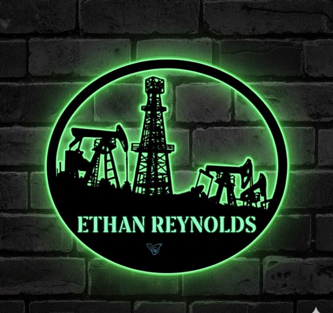 Oil Rig Signage Personalized Oil Rig LED Sign, Custom Oilfield Name Metal Wall Art ...