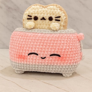 Kawaii Toaster with Cat Toast Crochet Pattern, Cute Plushie PDF Tutorial in English, Soft Amigurumi Home Decor and Handmade Gift Idea