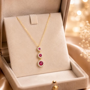 2Ct Art Deco Style Lab Created Ruby & Diamond Wedding 14K Yellow Gold Finish Pendant