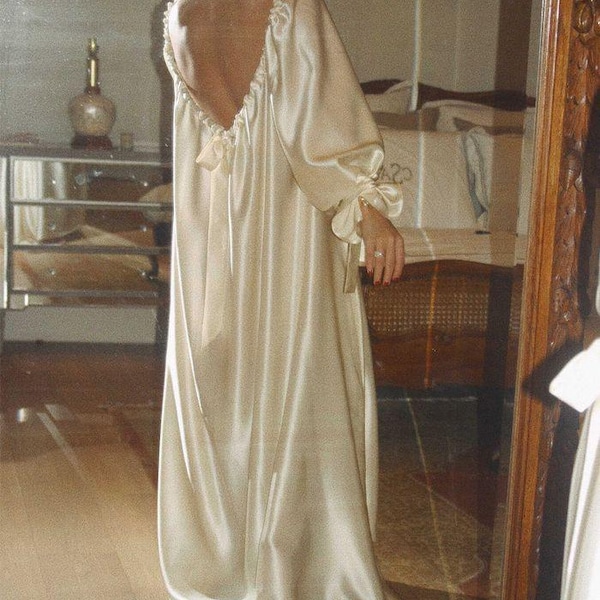 Vintage Satin Seide Nachthemd, verstellbares Brautschlaf Kleid, Benutzerdefinierte handgemachte Lounge Wear, Hochzeitsgeschenk, Hochzeitsmorgen, Brautjungfer Kleid