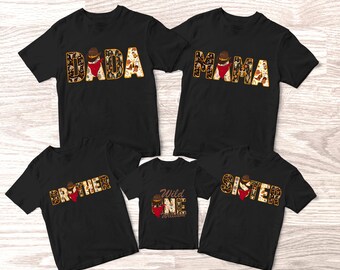 Camisetas personalizadas de cumpleaños para la familia Wild One, camisetas a juego para papá, mamá, hermano y hermana para la fiesta de cumpleaños con temática de safari, regalo personalizado para toda la familia.