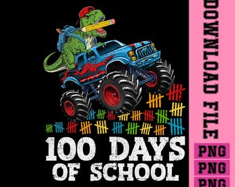 Monstertruck 100 dagen school png.Dinosaurus TRex 100e dag kinderontwerp downloaden.