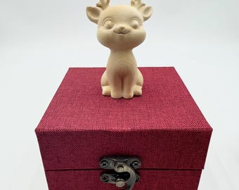 Hand Carved Wooden Deer Figurine, Nursery Decor