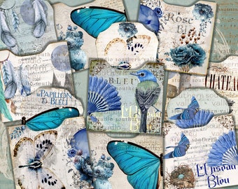 Blue Journal Bundle, Tags, Envelopes, Inserts, Cut Out, Delft Blue Tiles, Plates, Windmill, Printable Paper, Scrapbooking, Instant Download